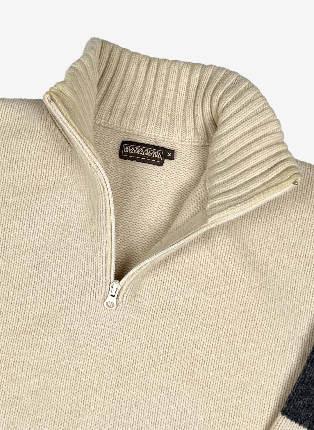 Vintage Napapijri Half-Zip Strickpullover beige – Bild 2