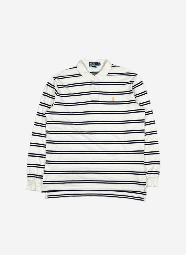 Vintage Polo Ralph Lauren Longsleeve Poloshirt weiß gestreift