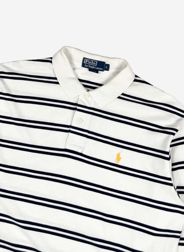Vintage Polo Ralph Lauren Longsleeve Poloshirt weiß gestreift