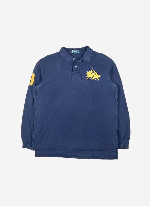 Vintage Polo Ralph Lauren Big Logo Rugbyshirt navy
