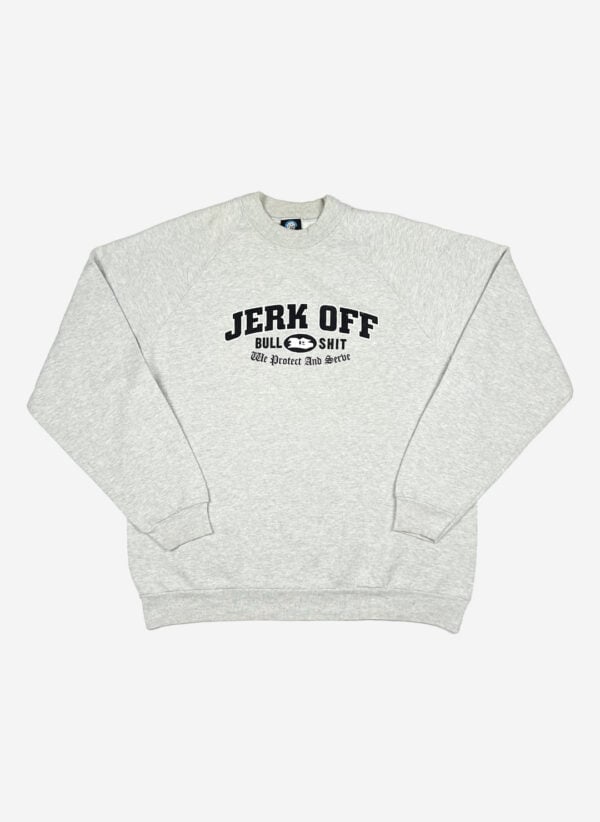 Vintage Y2K Broke "Jerk Off" Sweater grau
