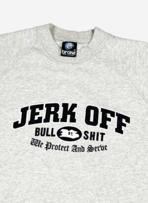 Vintage Y2K Broke “Jerk Off” Sweater grau