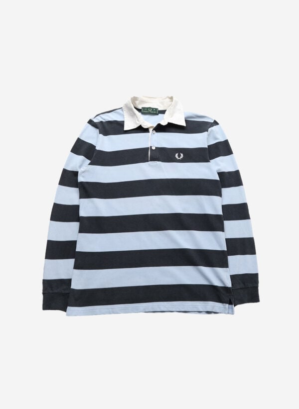 Vintage Fred Perry Polo Longsleeve blau gestreift