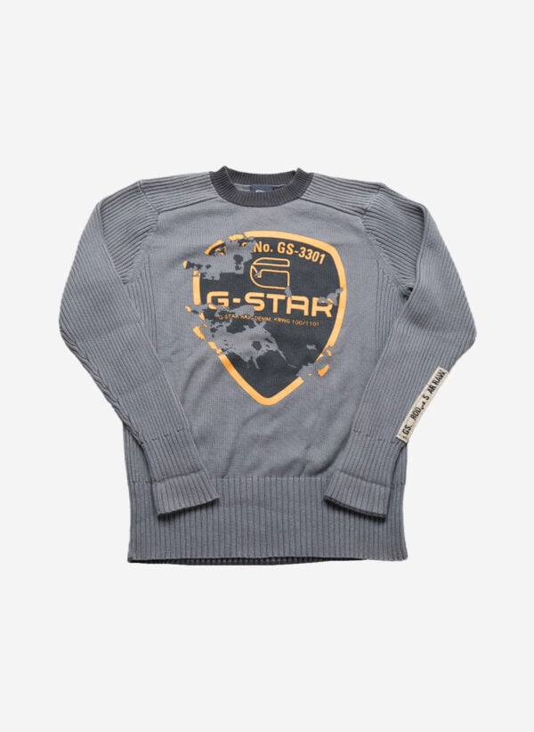 Vintage G-Star Slim-Fit Strickpullover grau