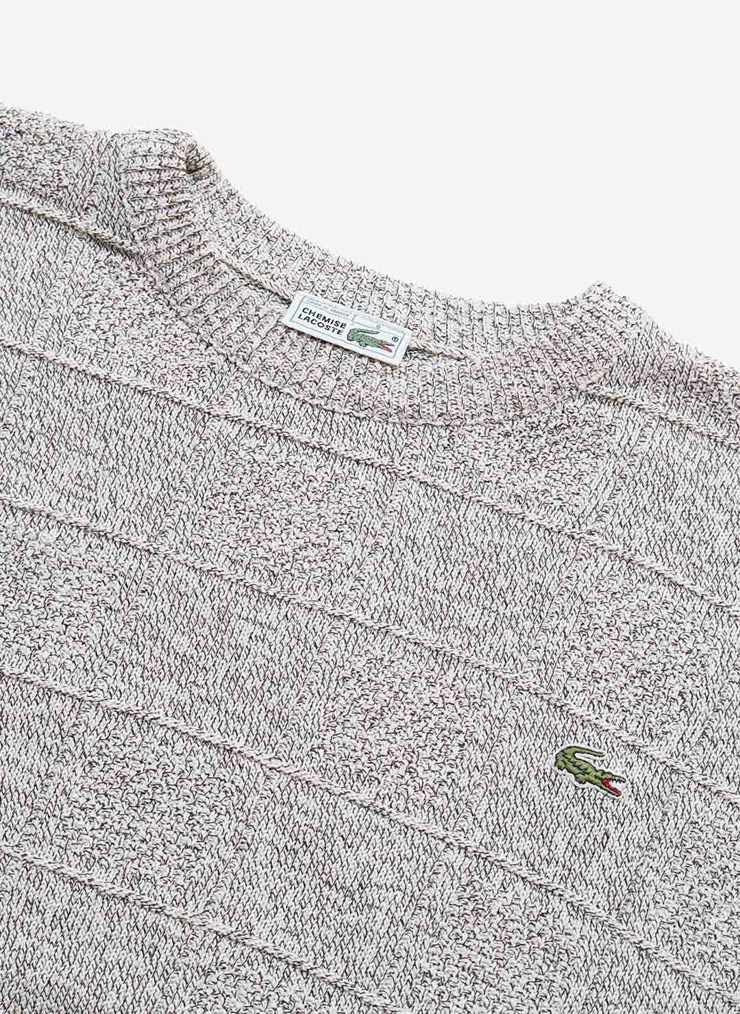 Vintage 90s Chemise Lacoste Strickpullover hellgrau – Bild 2