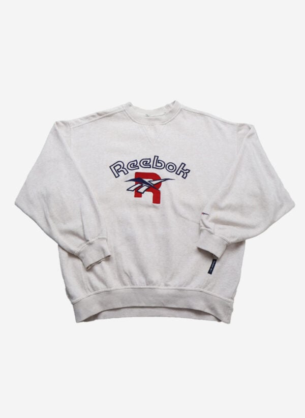 Vintage 90s Reebok Sweater hellgrau