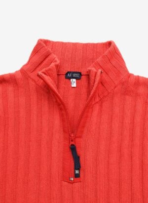 Vintage Armani Jeans Half-Zip Strickpullover orange