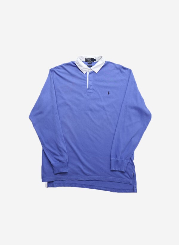 Vintage 90s Polo Ralph Lauren Rugby Shirt blau