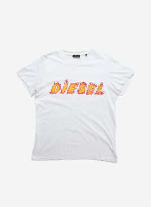 Diesel Flame Logo T-Shirt weiß
