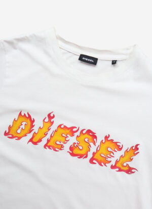 Diesel Flame Logo T-Shirt weiß