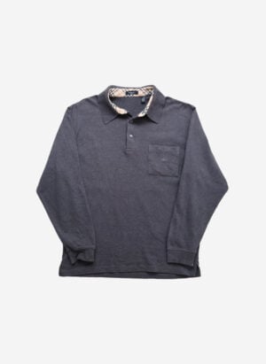 Vintage Burberry Longsleeve Poloshirt grau