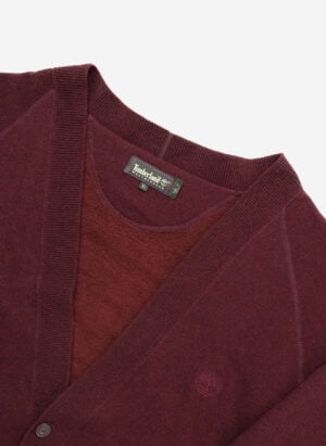 Vintage 90s Timberland Strick Cardigan dunkelrot
