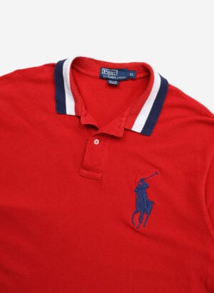 Vintage Polo Ralph Lauren Big Pony Poloshirt rot