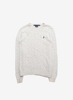 Vintage Ralph Lauren Sport Cable Strickpullover weiß