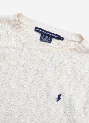 Vintage Ralph Lauren Sport Cable Strickpullover weiß