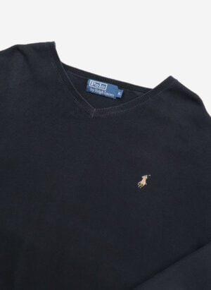 Vintage Polo Ralph Lauren V-Neck Sweater schwarz