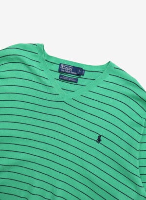 Vintage Polo Ralph Lauren V-Neck Sweater grün gestreift