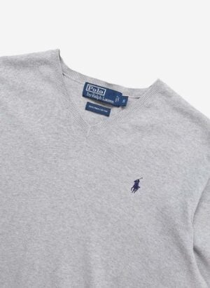 Vintage Polo Ralph Lauren V-Neck Sweater grau