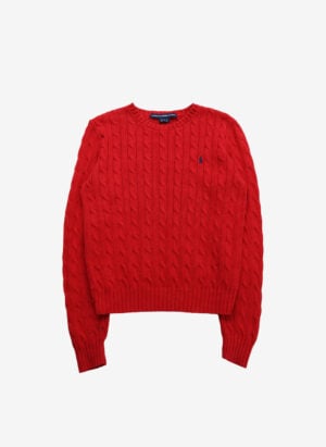 Vintage Ralph Lauren Sport Damen Cable Strickpullover rot