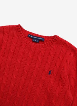 Vintage Ralph Lauren Sport Damen Cable Strickpullover rot