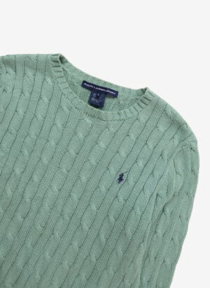 Vintage Ralph Lauren Sport Damen Cable Strickpullover grün