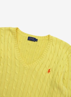 Polo Ralph Lauren V-Neck Cable Strickpullover gelb