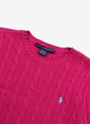 Vintage Ralph Lauren Sport Damen Cable Strickpullover pink