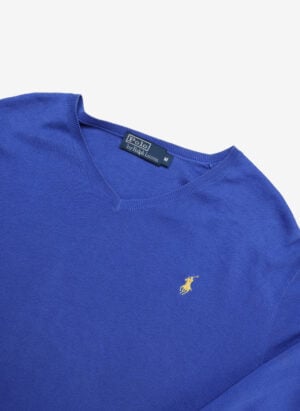 Vintage Polo Ralph Lauren V-Neck Sweater blau