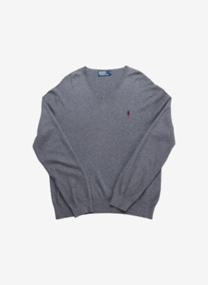 Vintage Polo Ralph Lauren V-Neck Sweater grau