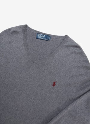 Vintage Polo Ralph Lauren V-Neck Sweater grau