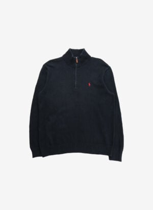 Vintage Polo Ralph Lauren Half-Zip Strickpullover schwarz