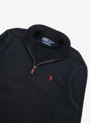 Vintage Polo Ralph Lauren Half-Zip Strickpullover schwarz