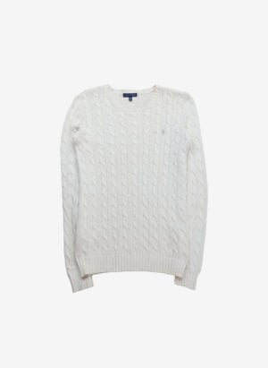 Vintage Ralph Lauren Damen Cable Strickpullover weiß