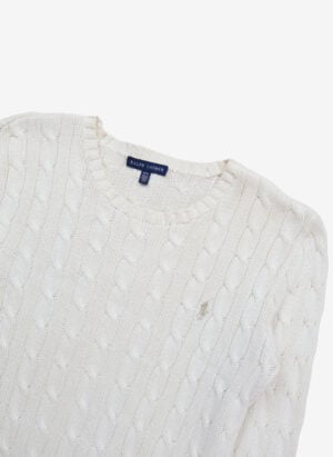 Vintage Ralph Lauren Damen Cable Strickpullover weiß