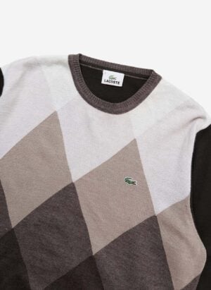 Vintage Lacoste Strickpullover Rauten braun