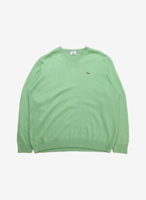 Vintage Lacoste V-Neck Strickpullover grün