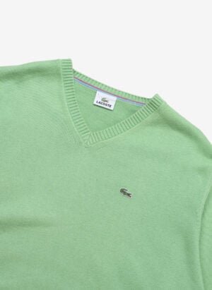 Vintage Lacoste V-Neck Strickpullover grün