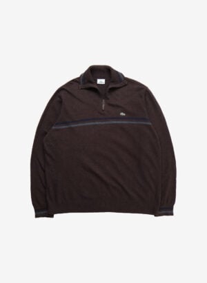 Vintage Lacoste Turtleneck Half-Zip Strickpullover braun