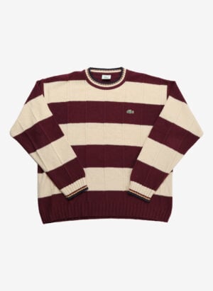 Vintage 90s Lacoste Strickpullover beige-rot