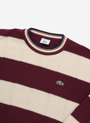 Vintage 90s Lacoste Strickpullover beige-rot