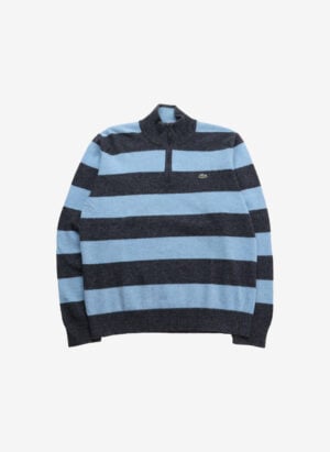 Vintage Lacoste Strick Quarter-Zip blau-grau