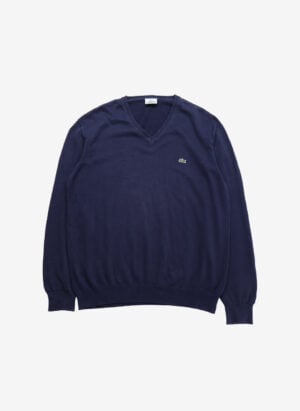 Vintage Lacoste V-Neck Strickpullover navy