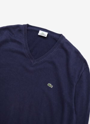 Vintage Lacoste V-Neck Strickpullover navy