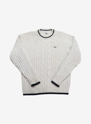 Vintage 90s Lacoste Strickpullover hellgrau