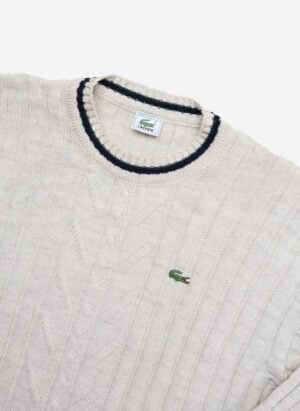 Vintage 90s Lacoste Strickpullover hellgrau