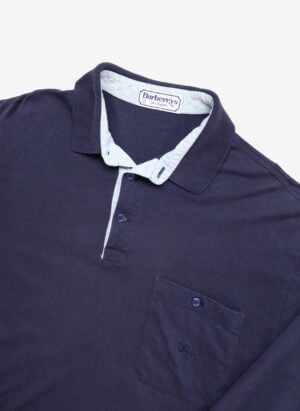 Vintage 90s Burberry Longsleeve Poloshirt navy