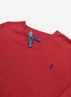 Vintage Polo Ralph Lauren V-Neck Sweater rot