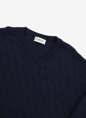 Vintage 90s Merino Wollpullover navy