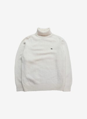 Vintage Lacoste Turtleneck Wollpullover weiß