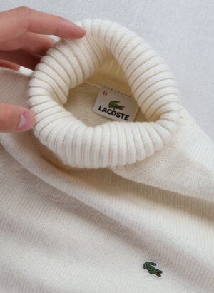 Vintage Lacoste Turtleneck Wollpullover weiß